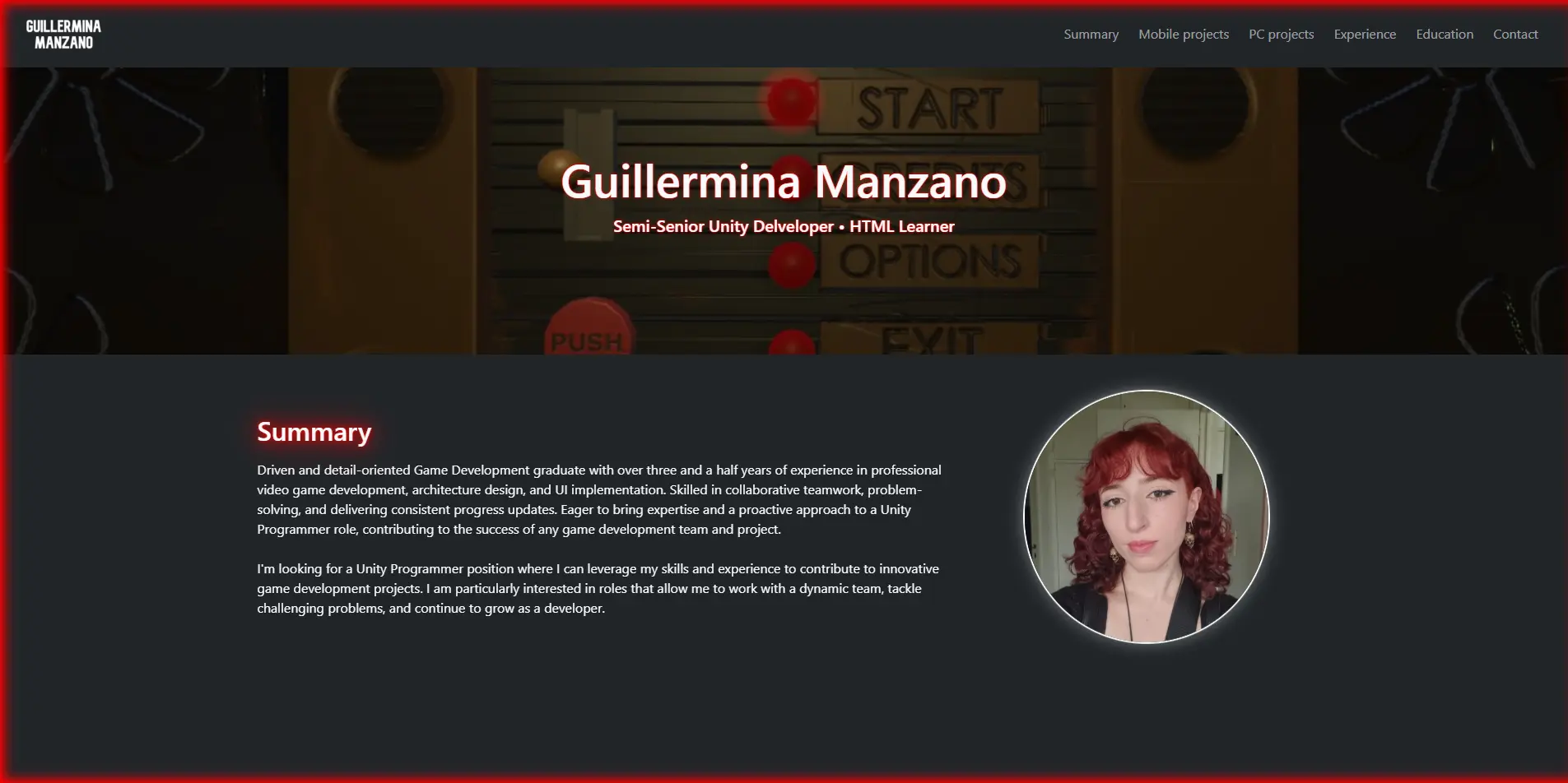 My Curriculum Web Project screenshot in a computer monitor